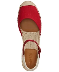 Lauren Ralph Women's Robby Canvas Espadrille Ankle Strap Flats