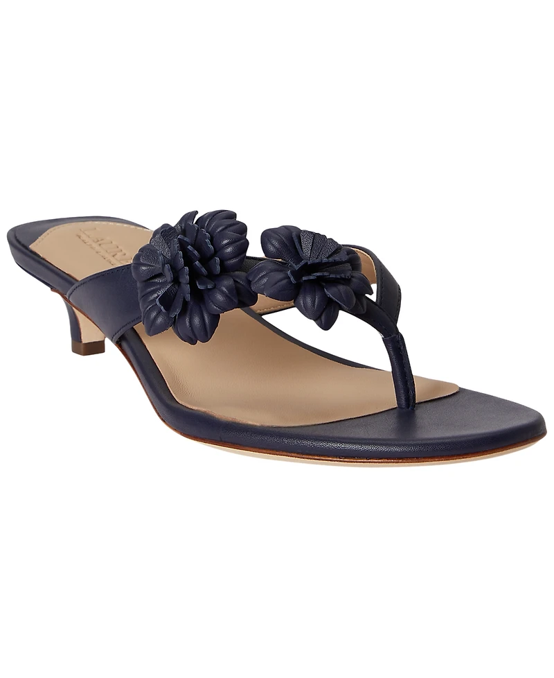 Lauren Ralph Women's Francesca Floral-Trim Nappa Dress Sandals