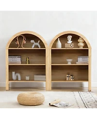 Yigii Arched 43.3" Tall 3-Tier Bookshelf for Modern Farmhouse Decor
