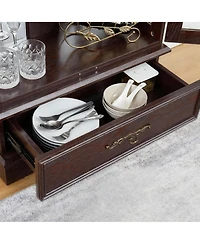 Yigii Antique Display Cabinet with Lighted Glass Doors and Mirrored Panel