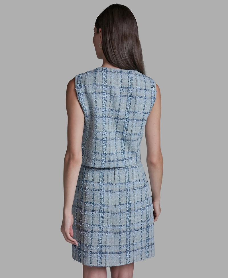 Bcbg Women's Button-Front Cropped Tweed Vest