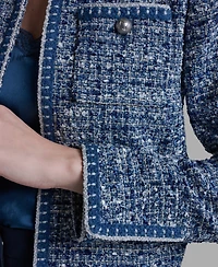 Bcbg Women's Shoulder Padding Open Front Tweed Jacket