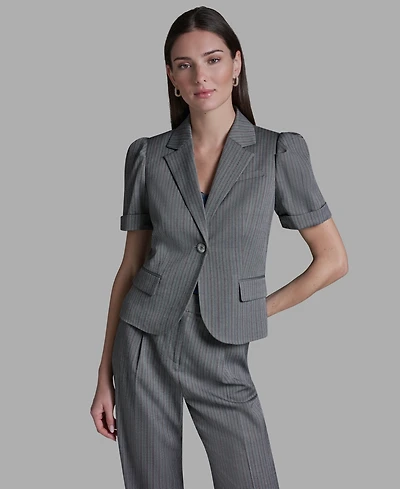 Bcbg Women's Short-Sleeve Single Button Stripe Jacket