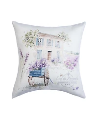 C&F Home Lavender Wagon Field Village Eau de Lavande Graphic Print Throw Indoor/Outdoor Accent Pillow, 18" x 18.
