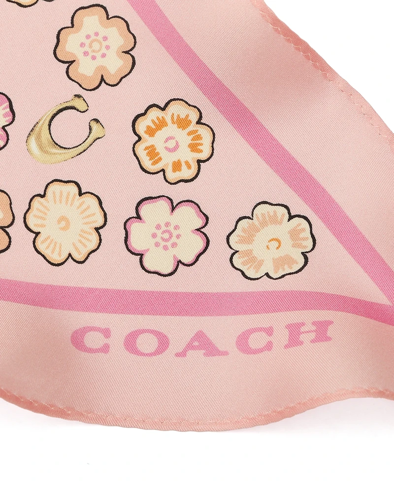 Coach Women's Waterfall Tea Rose Printed Silk Diamond Scarf