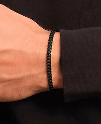 Rhona Sutton Men's Stainless Steel Black Plated Curb Chain Bracelet