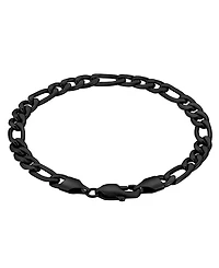 Rhona Sutton Men's Stainless Steel Black Plated Figaro Chain Bracelet