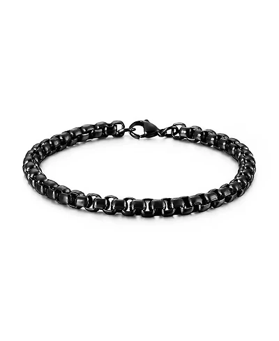 Rhona Sutton Men's Stainless Steel Black Plated Rolo Chain Bracelet