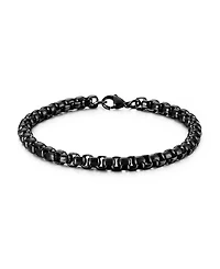 Rhona Sutton Men's Stainless Steel Black Plated Rolo Chain Bracelet
