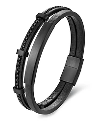 Rhona Sutton Men's Sable Edge Leather & Stainless Steel Bracelet