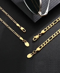 Rhona Sutton Men's Stainless Steel Figaro Chain Necklace in 18k Gold Plated