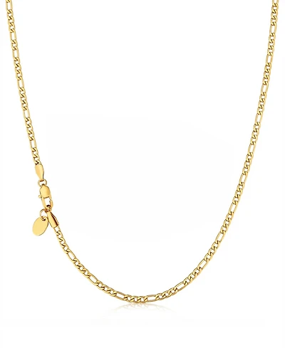 Rhona Sutton Men's Stainless Steel Figaro Chain Necklace in 18k Gold Plated