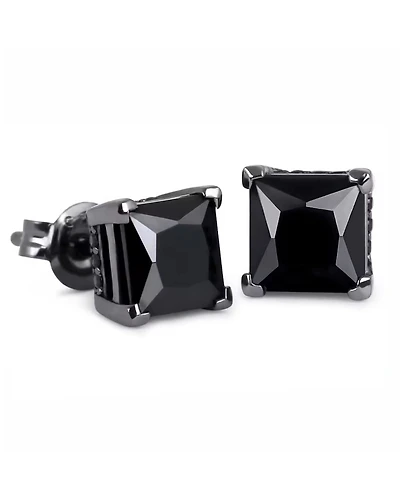 Rhona Sutton Men's Apex Square Black Stud Earrings in Sterling Silver