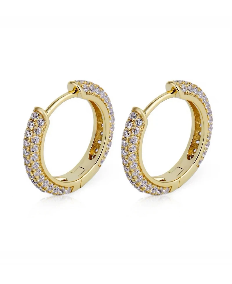 Rhona Sutton Men's Iced Valor Hoop Earrings in 14k Gold Over Sterling Silver