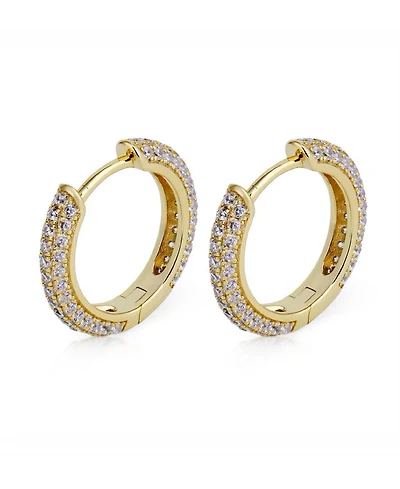 Rhona Sutton Men's Iced Valor Hoop Earrings in 14k Gold Over Sterling Silver