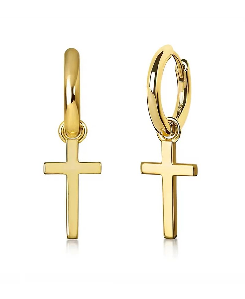 Rhona Sutton Men's Classic Cross Hoop Earrings in Sterling Silver