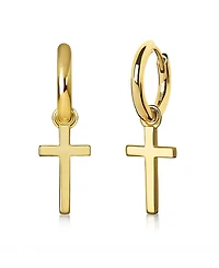 Rhona Sutton Men's Classic Cross Hoop Earrings in Sterling Silver