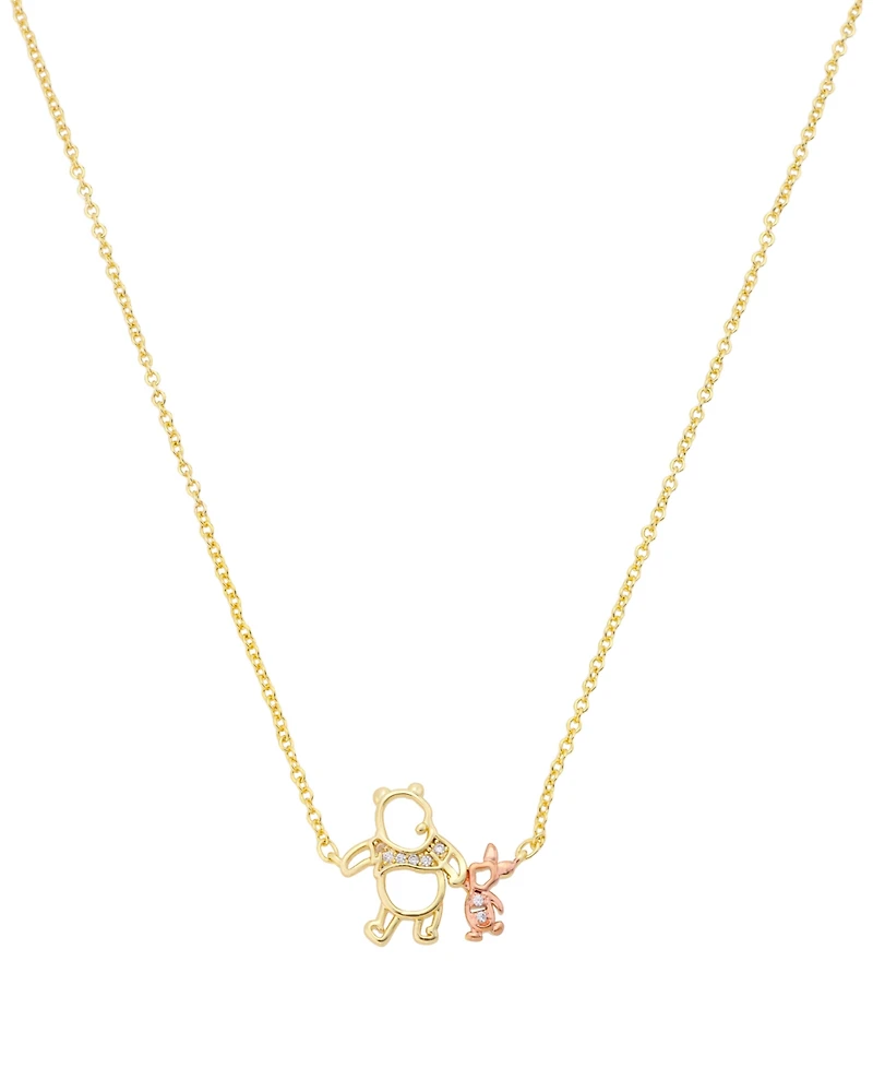 Disney Winnie the Pooh and Piglet Cubic Zirconia Pendant Necklace