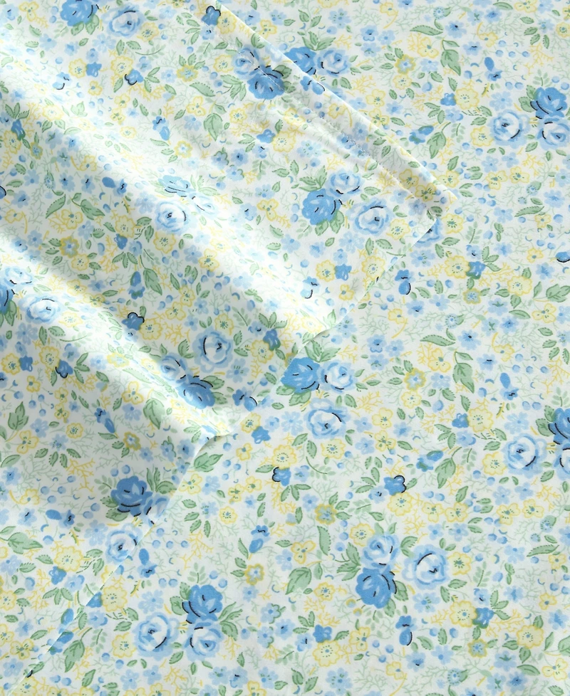 Laura Ashley Rowena 300-Thread Count Cotton Sateen 3-Pc. Sheet Set, Twin