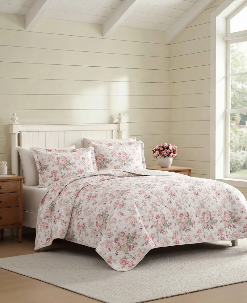Laura Ashley Rosemoore Reversible -Pc. Quilt Set