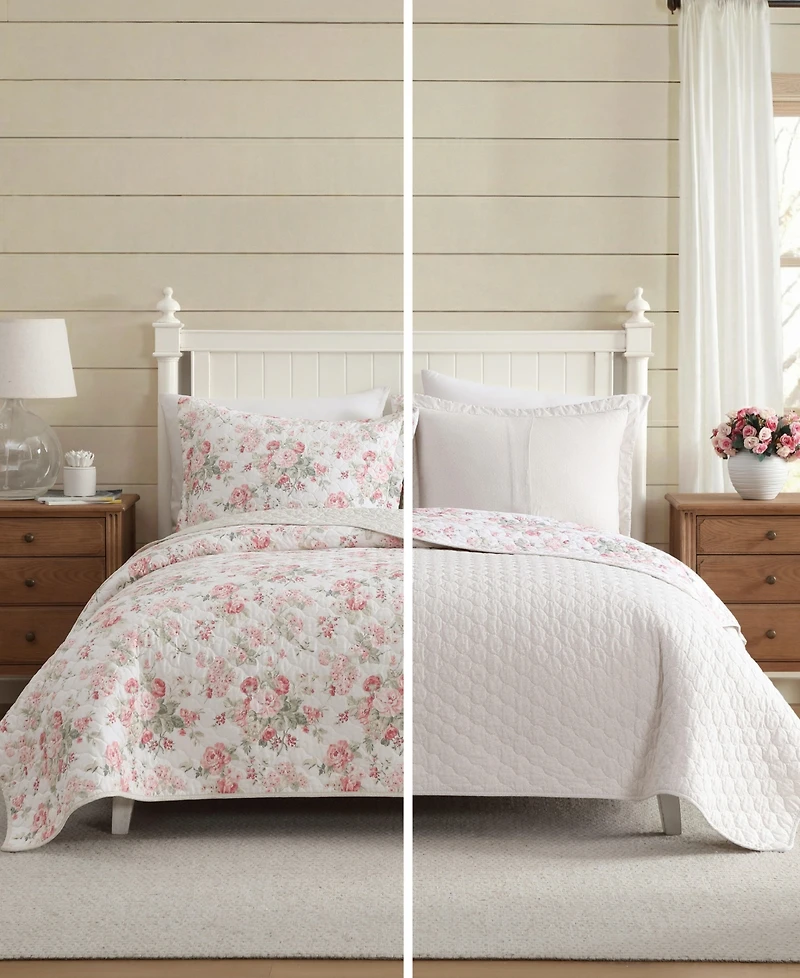 Laura Ashley Rosemoore Reversible 3-Pc. Quilt Set