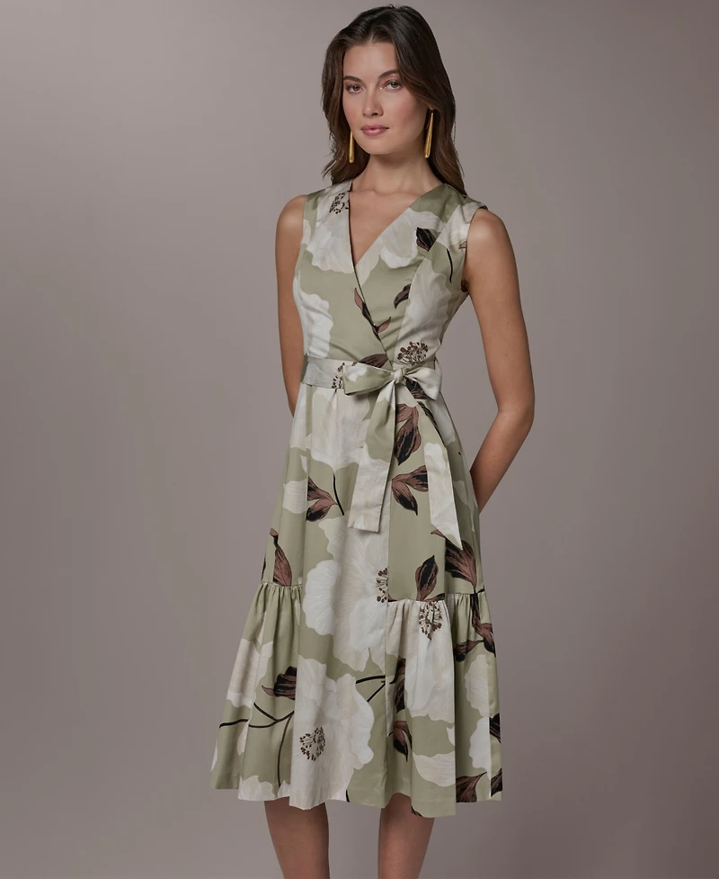 Donna Karan New York Petite Belted Cotton Midi Dress