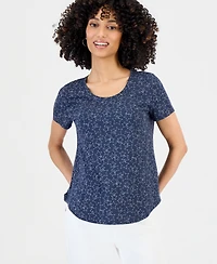 Style & Co Petite Star-Print Short-Sleeve Perfect T-Shirt, Macy's Exclusive