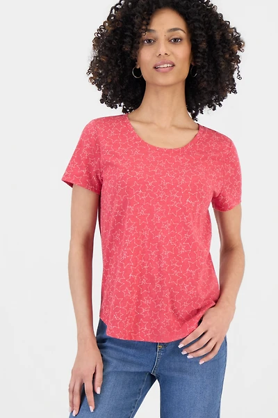 Style & Co Petite Star-Print Short-Sleeve Perfect T-Shirt, Macy's Exclusive