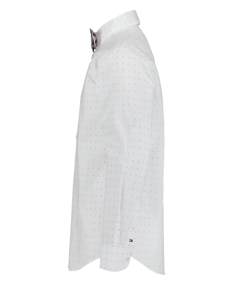 Tommy Hilfiger Boys' 8-20 Long-Sleeve Geo Dot Dress Shirt with Bow Tie
