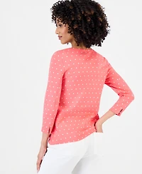 Style & Co Petite Dianna Dot Envelope-Shoulder Long-Sleeve T-Shirt, Macy's Exclusive