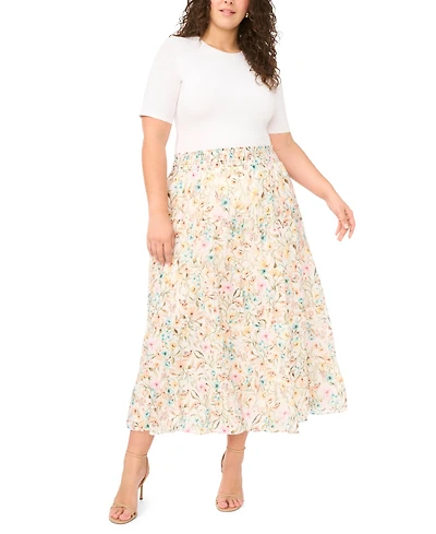 Vince Camuto Plus Tiered Smocked Waist Maxi Skirt