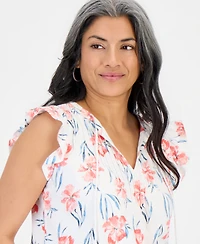 Style & Co Petite Tie-Neck Pintuck-Front Ruffled Top, Macy's Exclusive