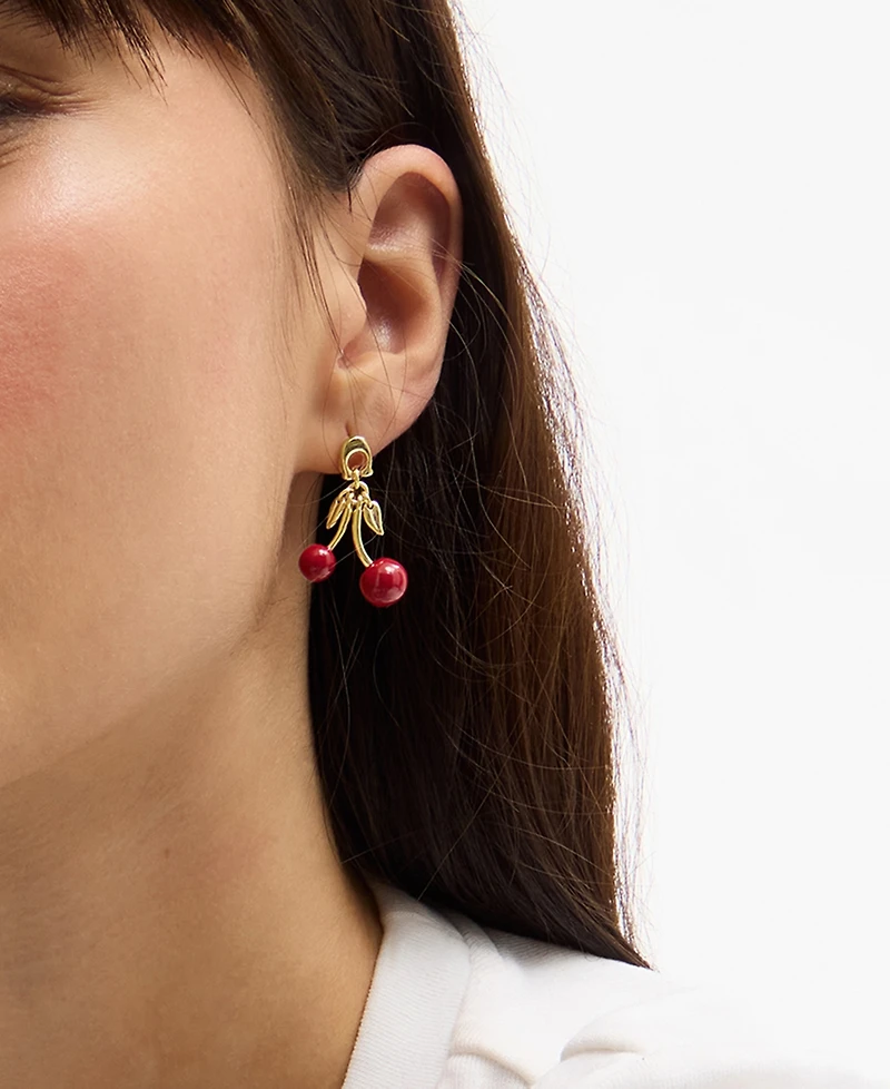 Coach Red Signature C Cherry Drop Earrings