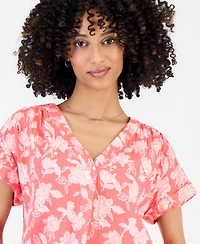 Style & Co Petite Cotton Gauze V-Neck Short-Sleeve Top, Exclusively at Macy's