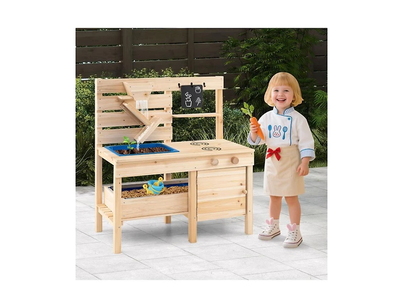 Slickblue Outdoor Play Pretend Kitchen with Detachable Sandbox and Removable