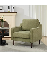gaomon Mid-Century Modern Accent Chairs,Modern Linen Fabric Armchair for Living Room,Comfy Sofa Chairs with Scooped Arms