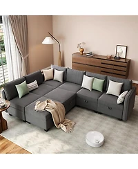 gaomon Modular Sofa Sectional Sleeper Couch with 2 Ottomans,Modular Sectionals with Storage Seats