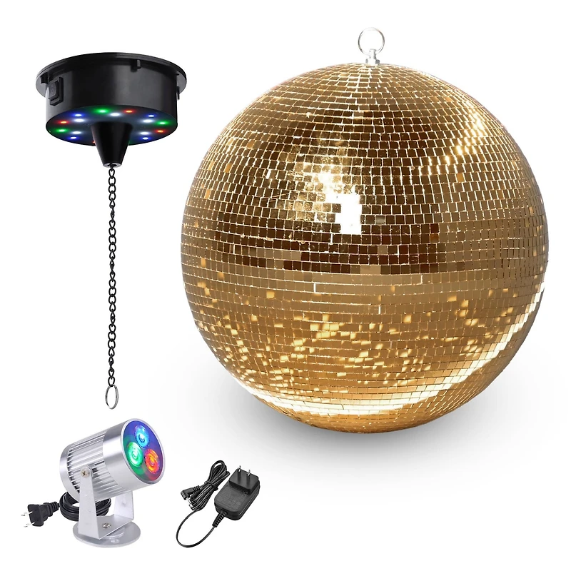 Yescom 16" Disco Mirror Ball Rgb Spotlight Rotating Motor Kit Party Events Club