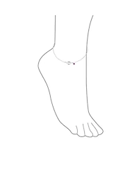 Bling Jewelry Lover Kissing Lip Red Heart Cz Charm Anklet Link Ankle Bracelet Sterling Silver 9-10 Inch Adjustable