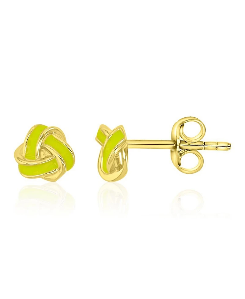 Macy's Yellow Enamel Knot Stud Earrings in 14k Yellow Gold Over Sterling Silver