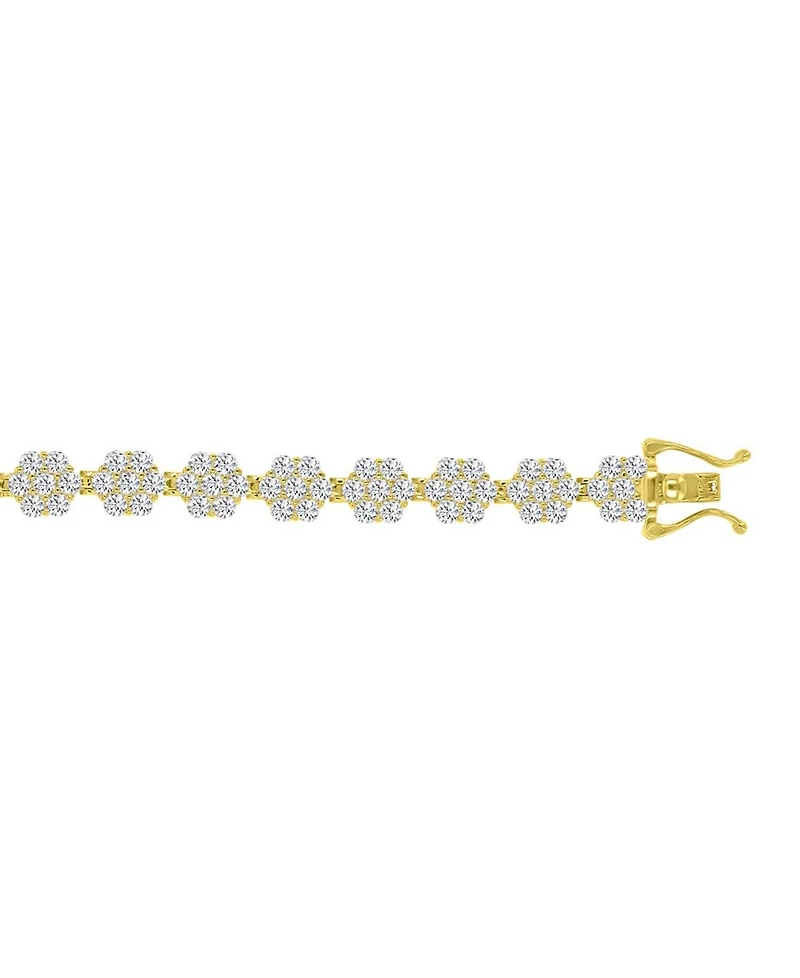 Macy's Cubic Zirconia Flower Tennis Bracelet in 14k Yellow Gold Over Sterling Silver