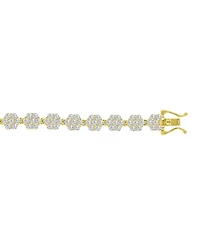 Macy's Cubic Zirconia Flower Tennis Bracelet in 14k Yellow Gold Over Sterling Silver