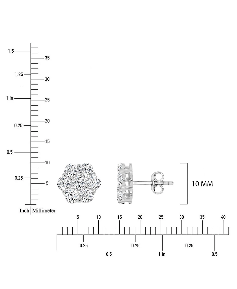 Macy's Cubic Zirconia Flower Stud Earrings in Rhodium Over Sterling Silver