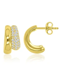 Macy's Cubic Zirconia Double C Hoop Earrings in 14k Yellow Gold Over Sterling Silver