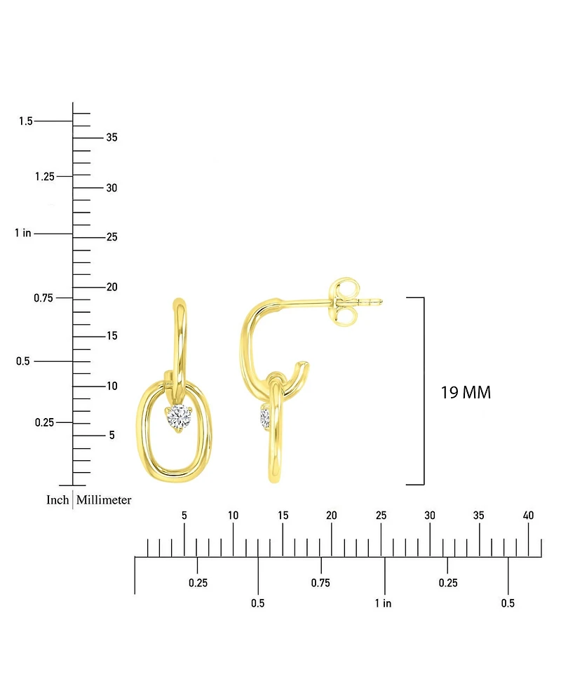 Macy's Cubic Zirconia Link Dangling Earrings in 14k Yellow Gold Over Sterling Silver