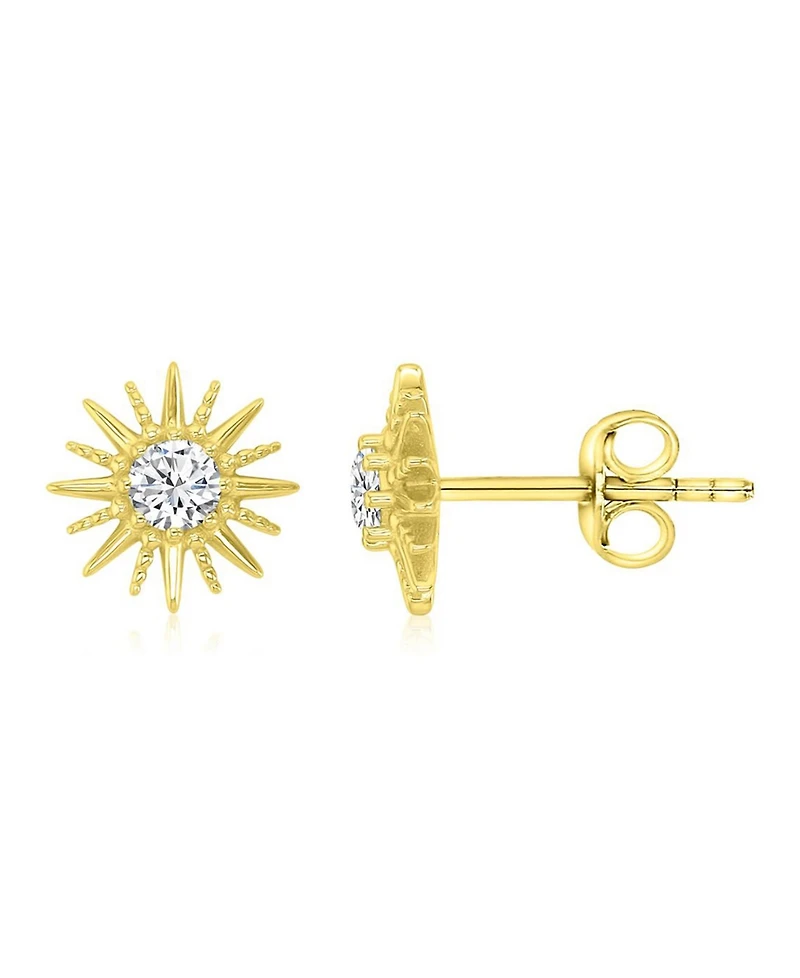 Macy's Cubic Zirconia Starburst Stud Earrings in 14k Yellow Gold Over Sterling Silver