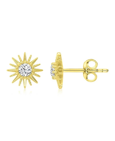 Macy's Cubic Zirconia Starburst Stud Earrings in 14k Yellow Gold Over Sterling Silver
