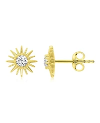 Macy's Cubic Zirconia Starburst Stud Earrings in 14k Yellow Gold Over Sterling Silver
