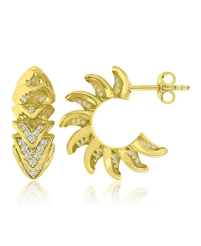 Macy's Cubic Zirconia Sparkling Huggie Earrings in 14k Yellow Gold Over Sterling Silver