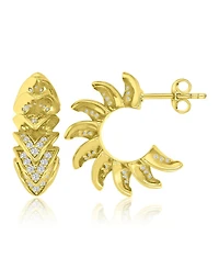 Macy's Cubic Zirconia Sparkling Huggie Earrings in 14k Yellow Gold Over Sterling Silver